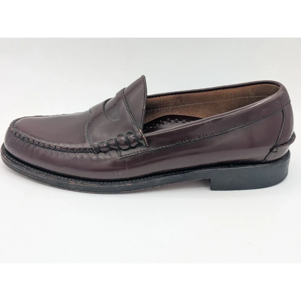 Johnston & Murphy Penny Loafers Mens 10 D Burgundy Leather Slip On Dress Shoes